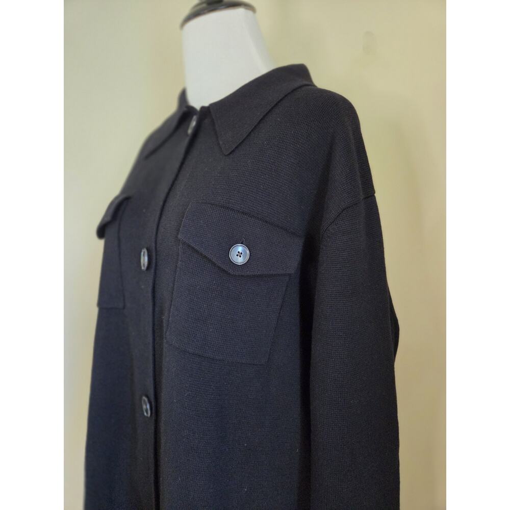 NWT Banana Republic Long Knit Sweater Jacket Shacket Coat Black Women's L - Picture 7 of 16
